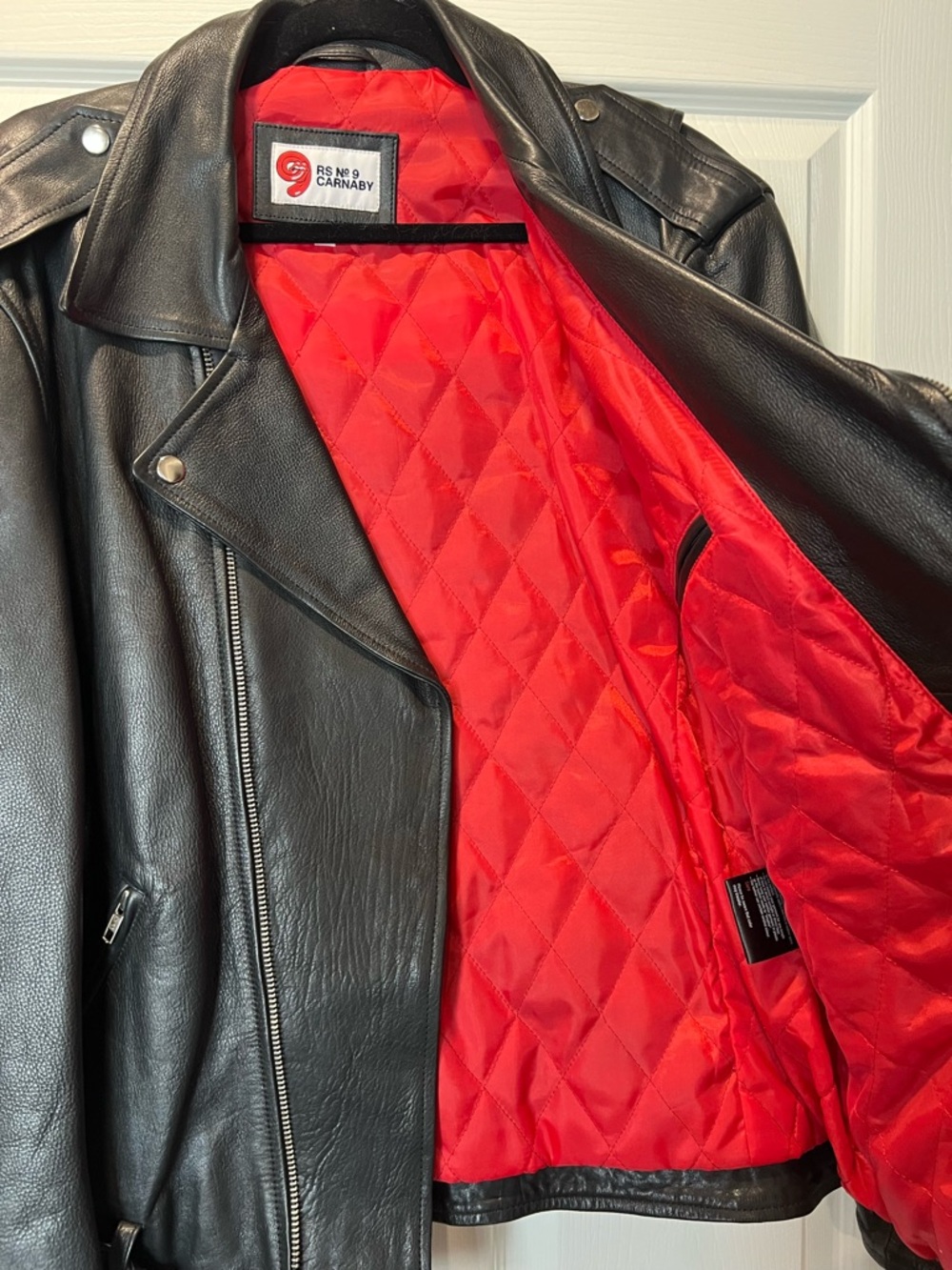 Men's Leather Jacket with Red Quilted Lining - Rolling Stones - Picture 6 of 9
